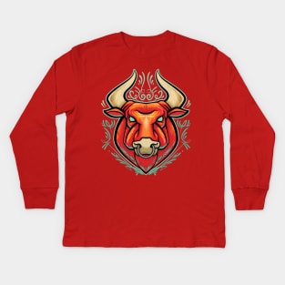 Pinstriped Bull Kids Long Sleeve T-Shirt